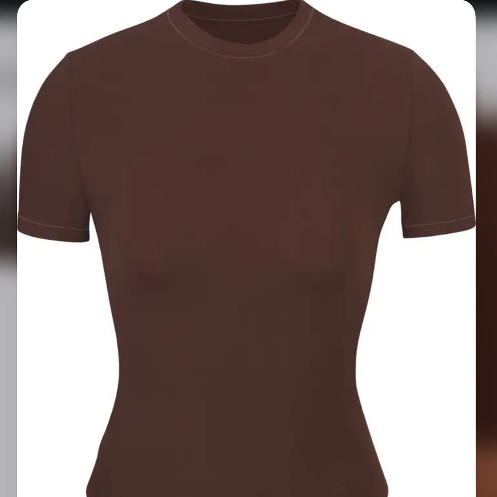 Skims short sleeve cotton body suit